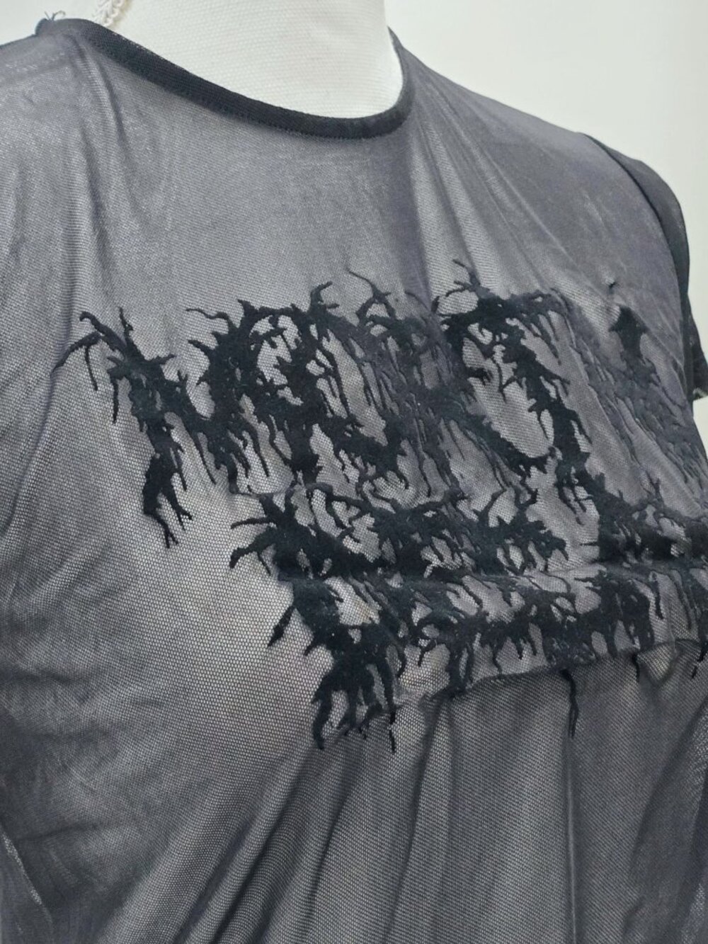 Widow Dolls Kill Mortal Decay Black Mesh Gothic Graphic Baby Tee Shirt Sz XL New - Picture 6 of 9